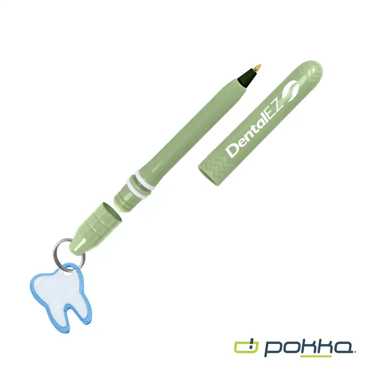 Pokka Pocket Pen with Dock and Chrome Keyring and Customizable Charm #7