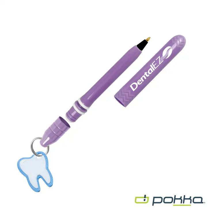 Pokka Pocket Pen with Dock and Chrome Keyring and Customizable Charm #8