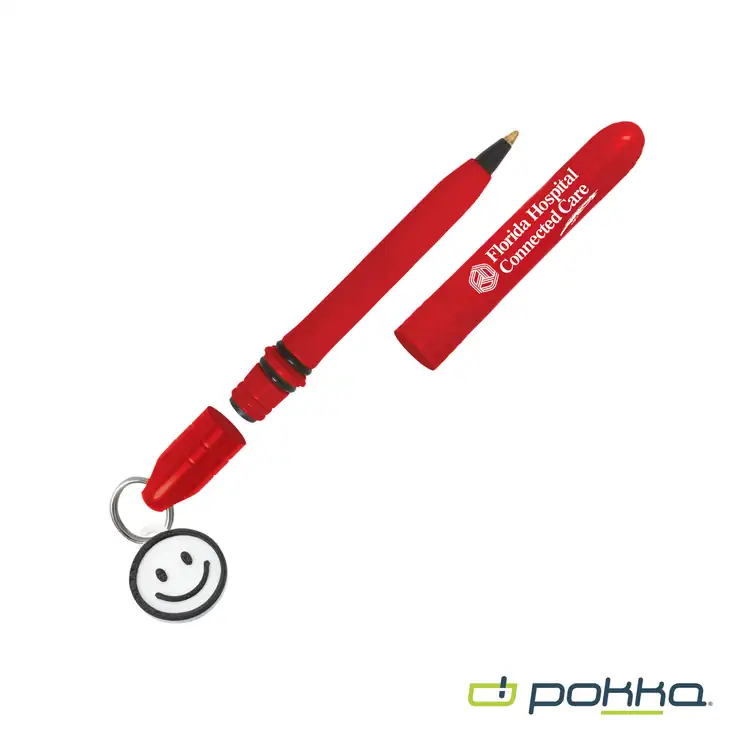 Pokka Pocket Pen with Dock and Chrome Keyring and Customizable Charm in Tin Box #10