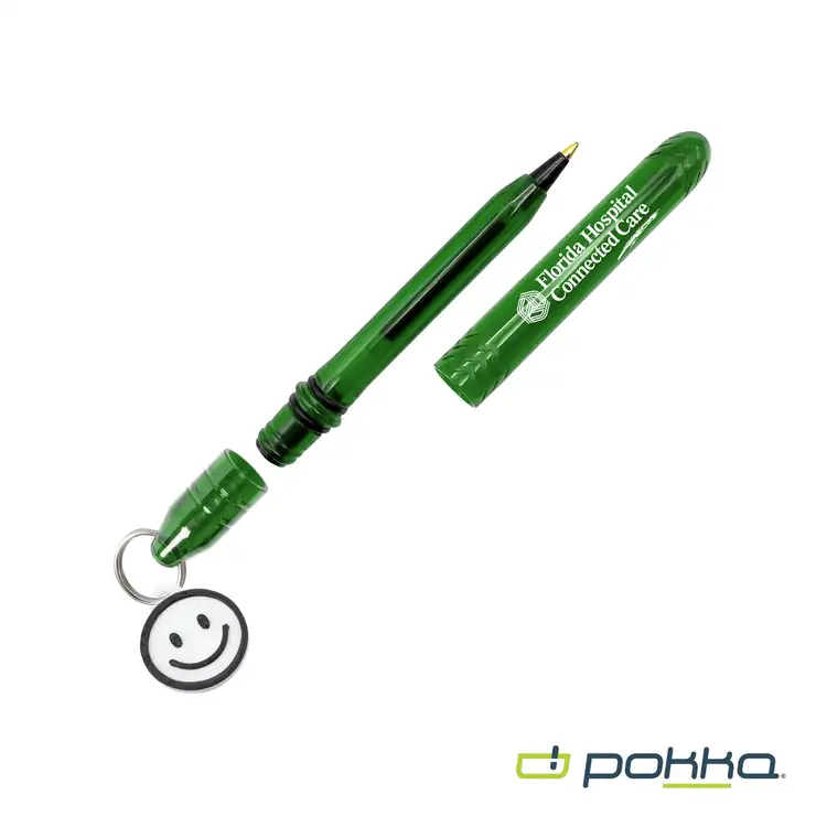 Pokka Pocket Pen with Dock and Chrome Keyring and Customizable Charm in Tin Box #12