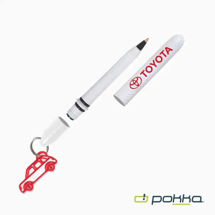 Pokka Pocket Pen with Dock and Chrome Keyring and Customizable Charm in Tin Box #16