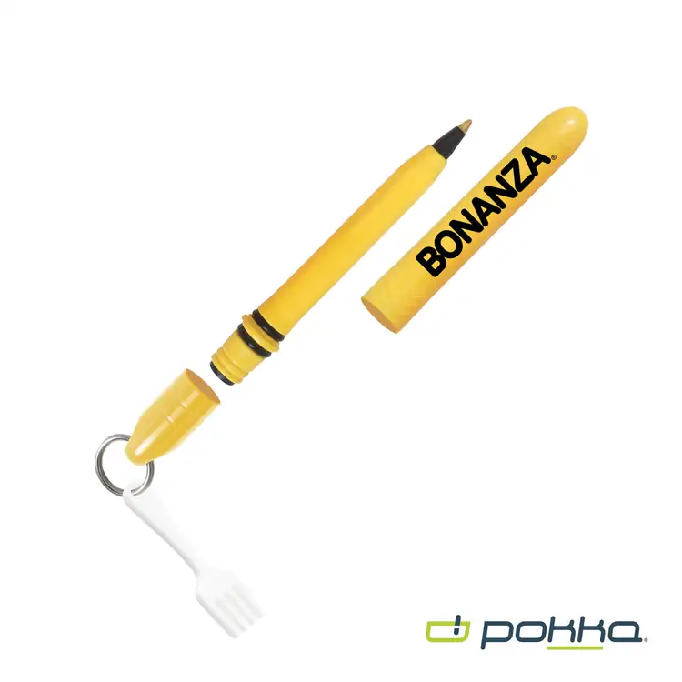 Pokka Pocket Pen with Dock and Chrome Keyring and Customizable Charm in Tin Box #17