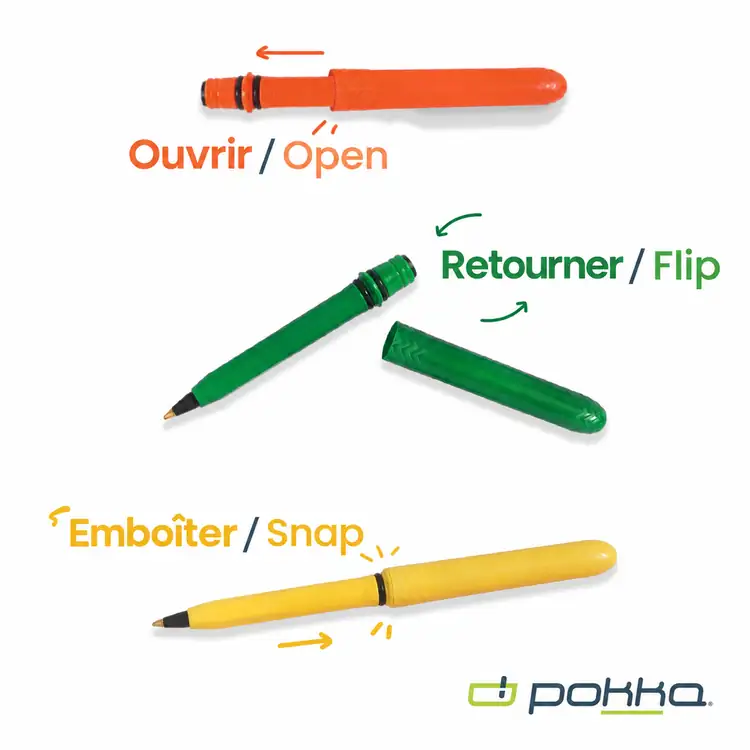 Pokka Pocket Pen with Dock and Chrome Keyring and Customizable Charm in Tin Box #18