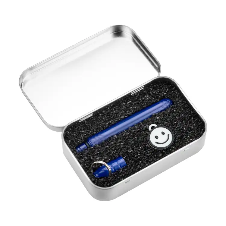 Pokka Pocket Pen with Dock and Chrome Keyring and Customizable Charm in Tin Box #23
