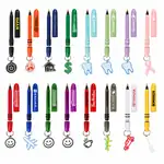 Stylo de poche Pokka avec support et porte-clés chromé et breloque personnalisable en boîte métallique