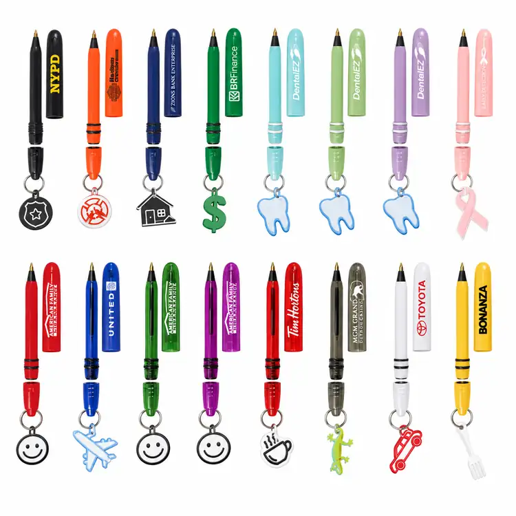Pokka Pocket Pen with Dock and Chrome Keyring and Customizable Charm in Tin Box
