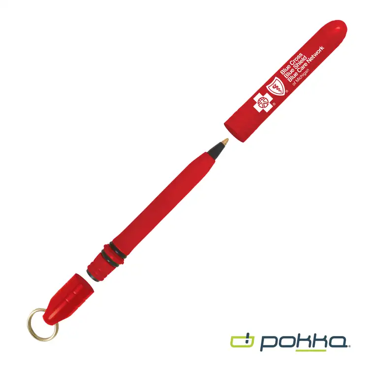 Stylo de poche Pokka avec support et porte-clés doré en boîte métallique #10