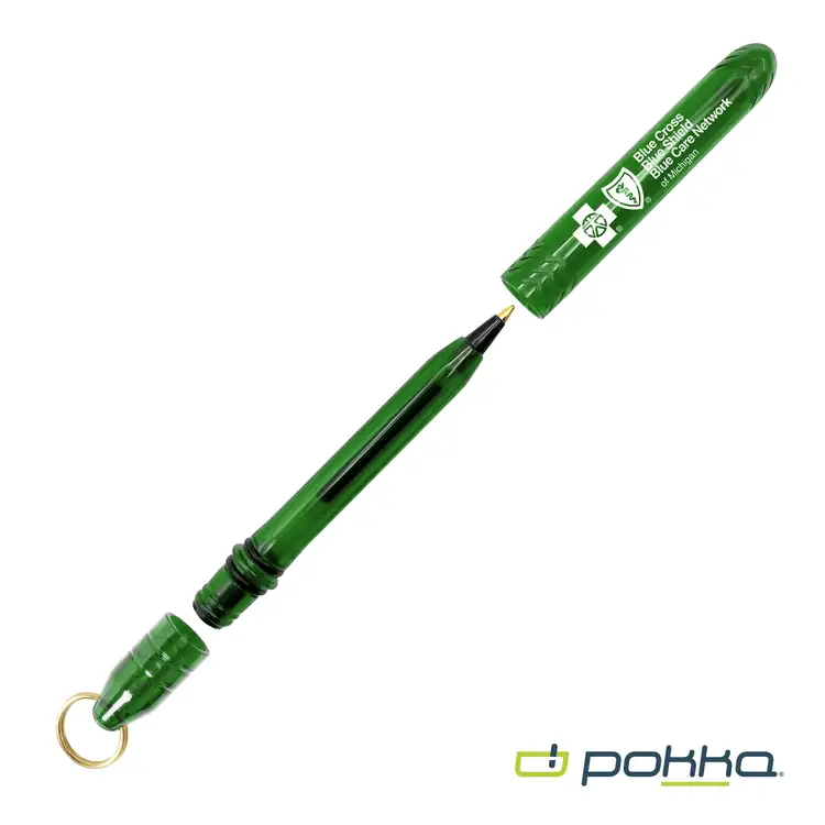 Stylo de poche Pokka avec support et porte-clés doré en boîte métallique #12
