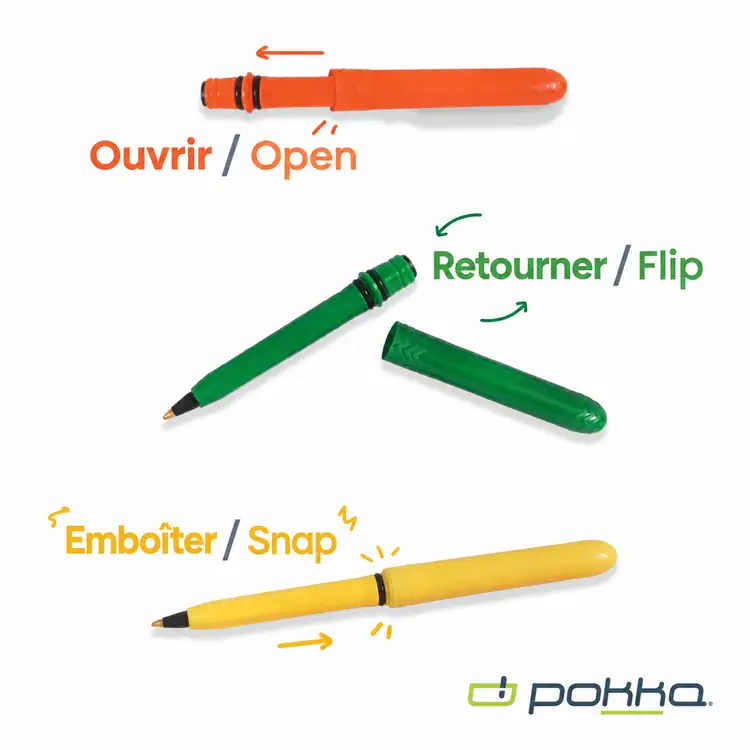 Stylo de poche Pokka avec support et porte-clés doré en boîte métallique #18