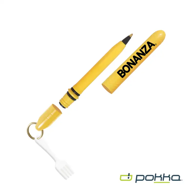 Pokka Pocket Pen with Dock and Gold Keyring and Customizable Charm #17
