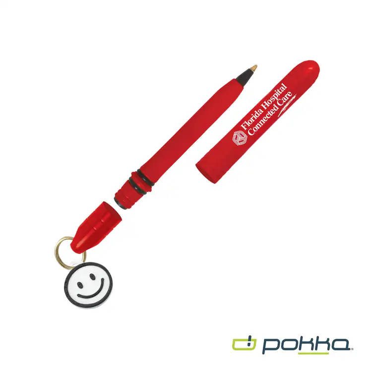 Pokka Pocket Pen with Dock and Gold Keyring and Customizable Charm in Tin Box #10