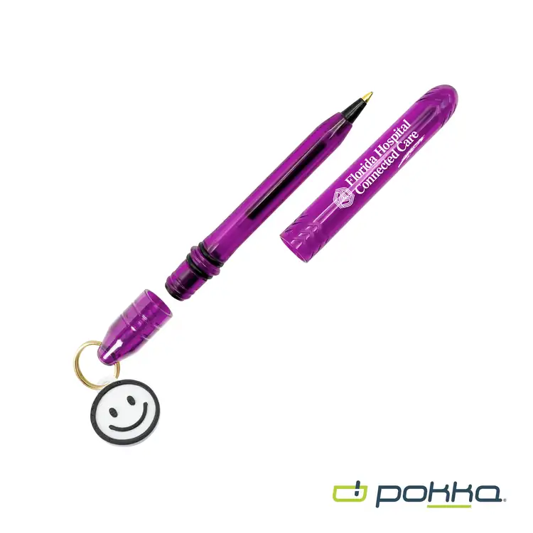 Pokka Pocket Pen with Dock and Gold Keyring and Customizable Charm in Tin Box #13
