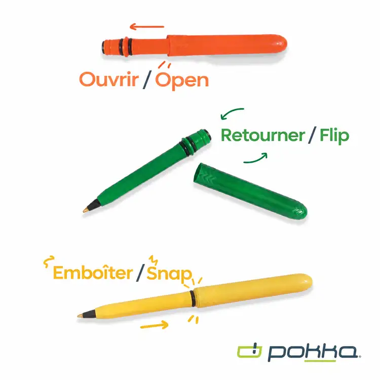 Pokka Pocket Pen with Dock and Gold Keyring and Customizable Charm in Tin Box #18