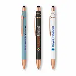Stylo en aluminium Orbit Spinner avec stylet et accents or rose