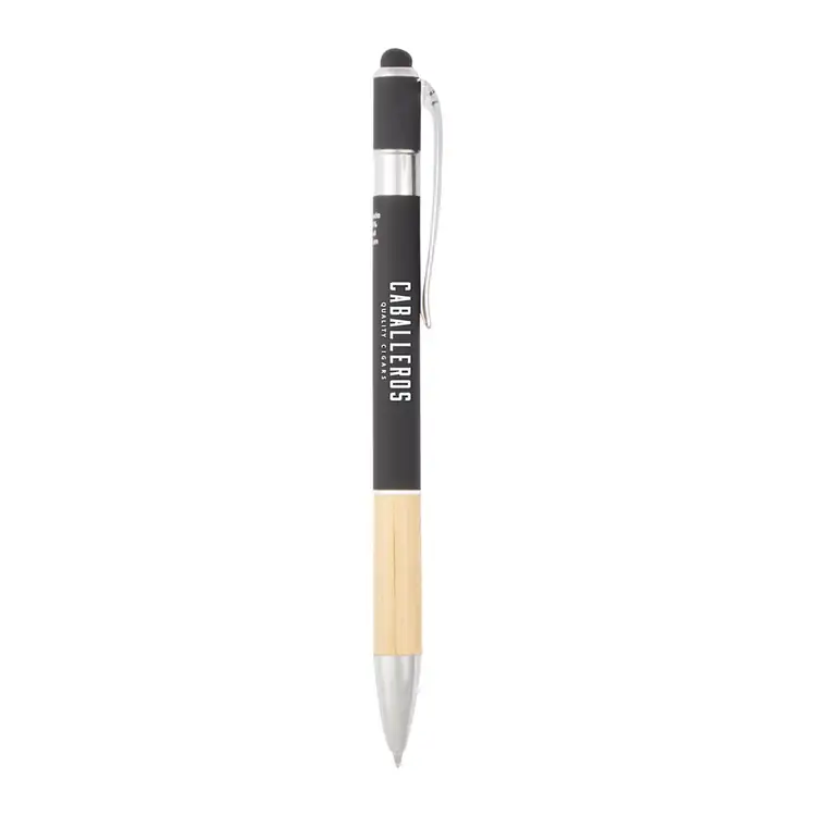 Stylo et stylet en aluminium recyclé à prise bambou