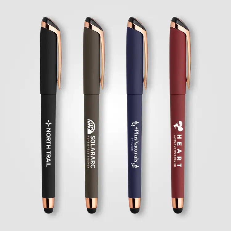 Stylo gel Gazelle Softy à accents or rose avec stylet #2