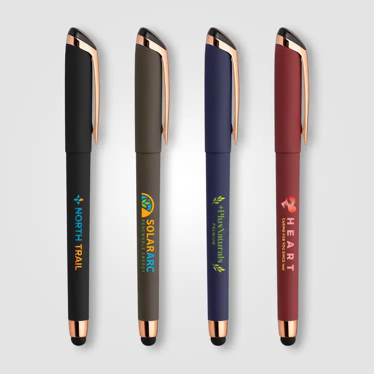 Stylo gel Gazelle Softy à accents or rose avec stylet