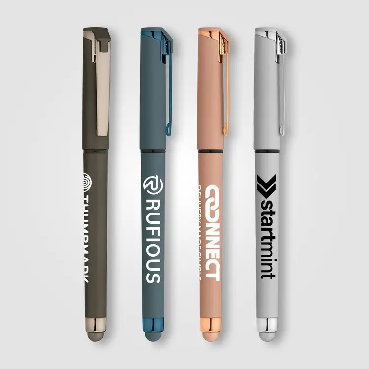 Stylo gel Islander Softy monochrome métallique avec stylet
