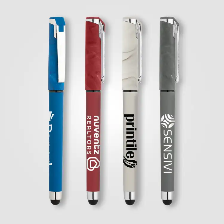 Stylo gel Islander à capuchon marbré avec stylet