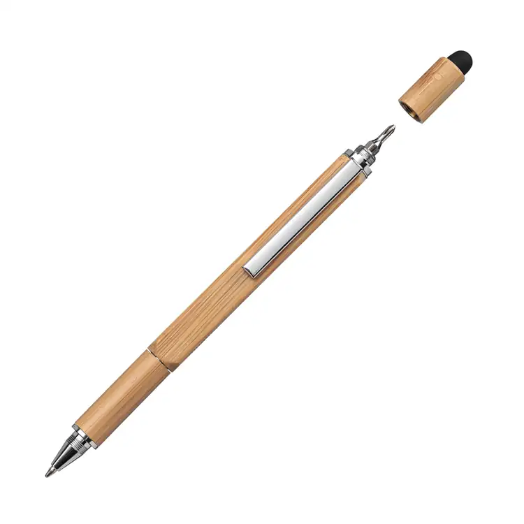 Jorge Square Barrel Bamboo Multifunction Pen with Stylus #3