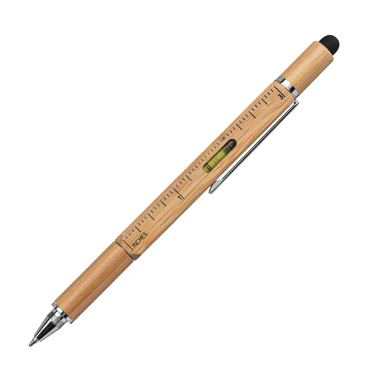 Jorge Square Barrel Bamboo Multifunction Pen with Stylus #4