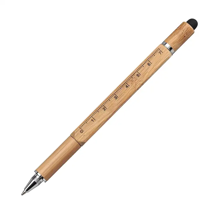 Jorge Square Barrel Bamboo Multifunction Pen with Stylus #5