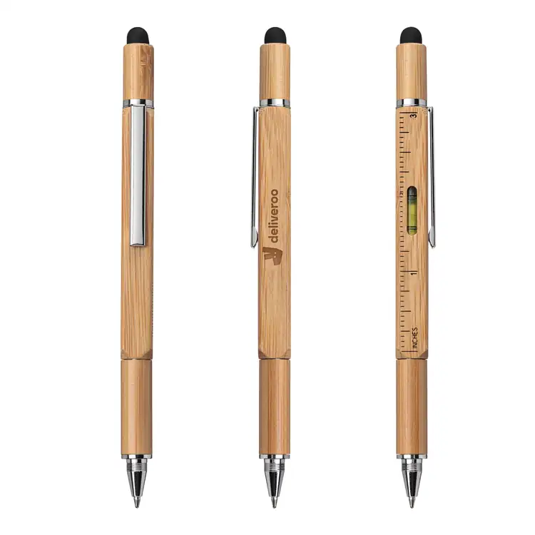 Jorge Square Barrel Bamboo Multifunction Pen with Stylus #7