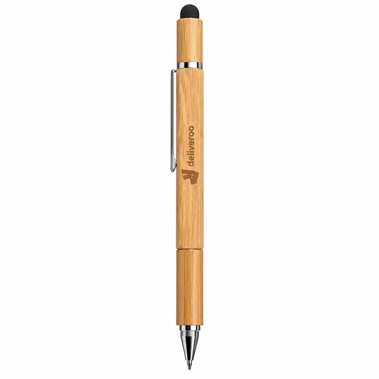 Jorge Square Barrel Bamboo Multifunction Pen with Stylus