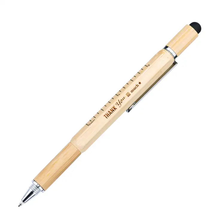 Jorge Hexagonal Barrel Bamboo Multifunction Pen with Stylus #2