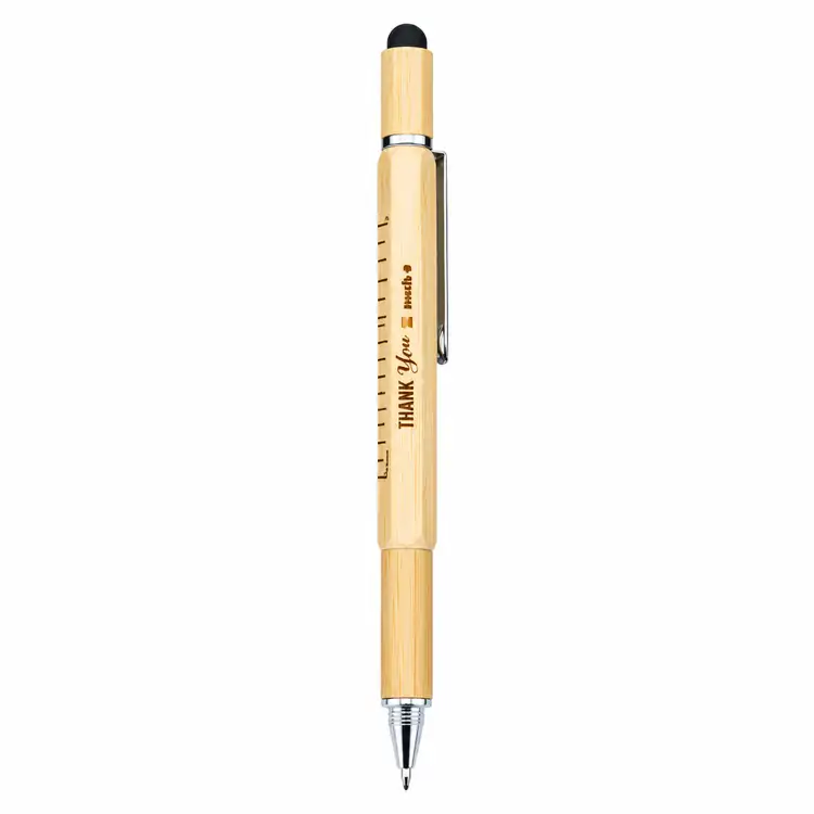 Jorge Hexagonal Barrel Bamboo Multifunction Pen with Stylus