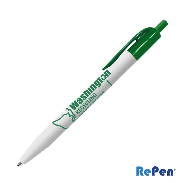 Stylo rétractable blanc RePen en rPET #4