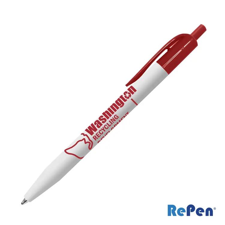 Stylo rétractable blanc RePen en rPET #5