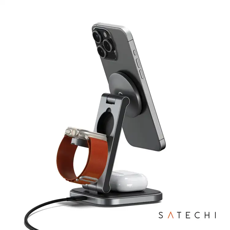 Support de recharge sans fil pliable SATECHI Qi2 3 en 1 #2