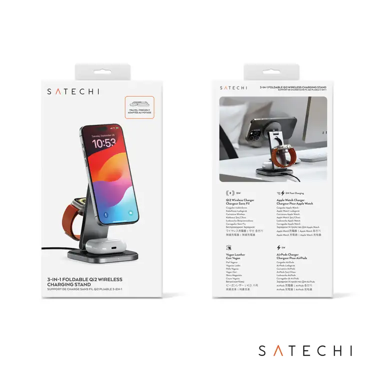 Support de recharge sans fil pliable SATECHI Qi2 3 en 1 #6