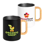 Tasse Vancouver à double paroi en acier inoxydable avec anse en bambou 18 oz
