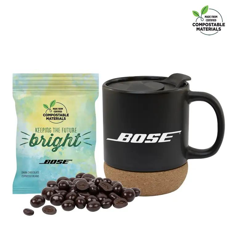 Tasse à base en liège 12 oz avec grains de café au chocolat noir #2