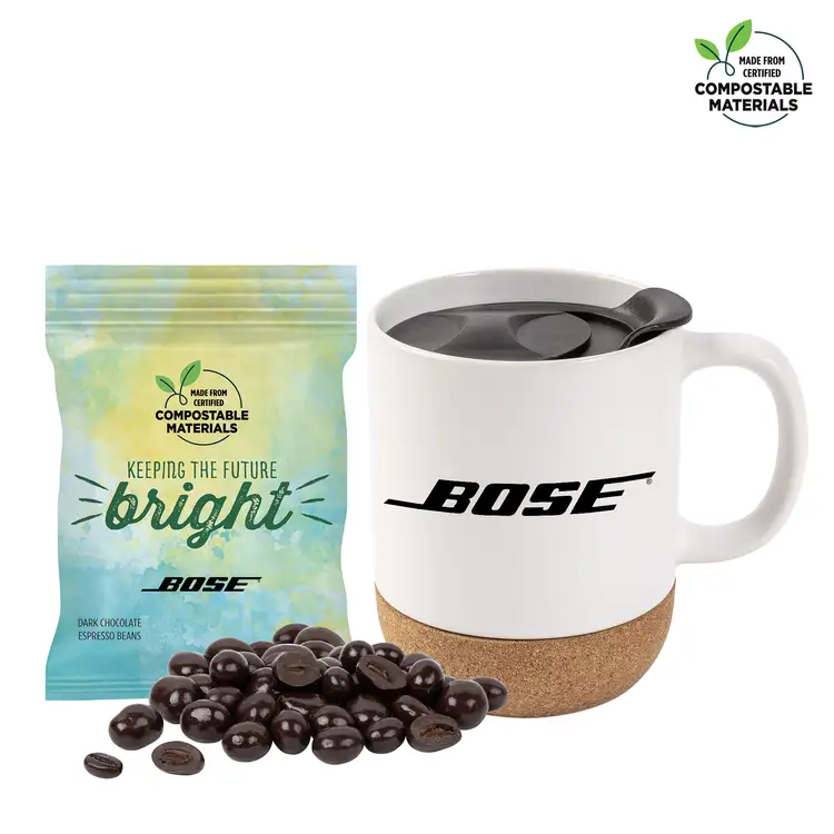 Tasse à base en liège 12 oz avec grains de café au chocolat noir #3