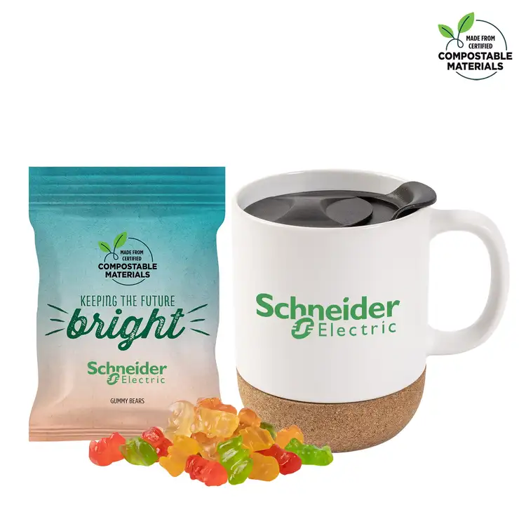 Cork Base Mug 12 oz with Gummy Bears