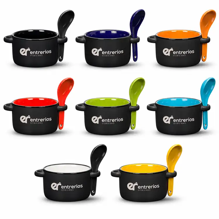 Tasse à soupe Merritt 12 oz avec cuillère avec gravure