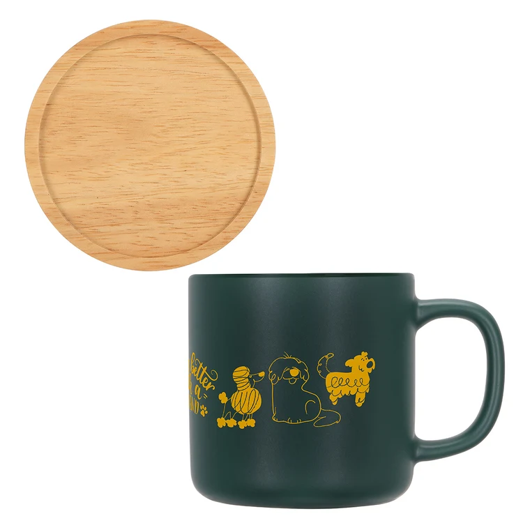 Tasse Dalton 12 oz en céramique avec couvercle et sous-verre en bambou #10