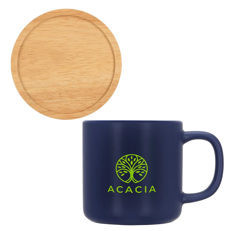 Tasse Dalton 12 oz en céramique avec couvercle et sous-verre en bambou #11