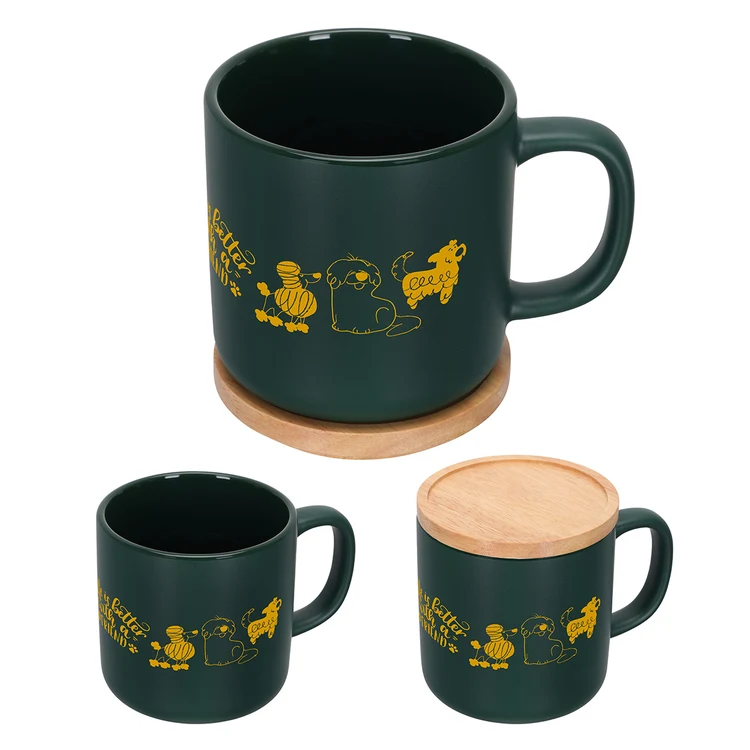 Tasse Dalton 12 oz en céramique avec couvercle et sous-verre en bambou #3