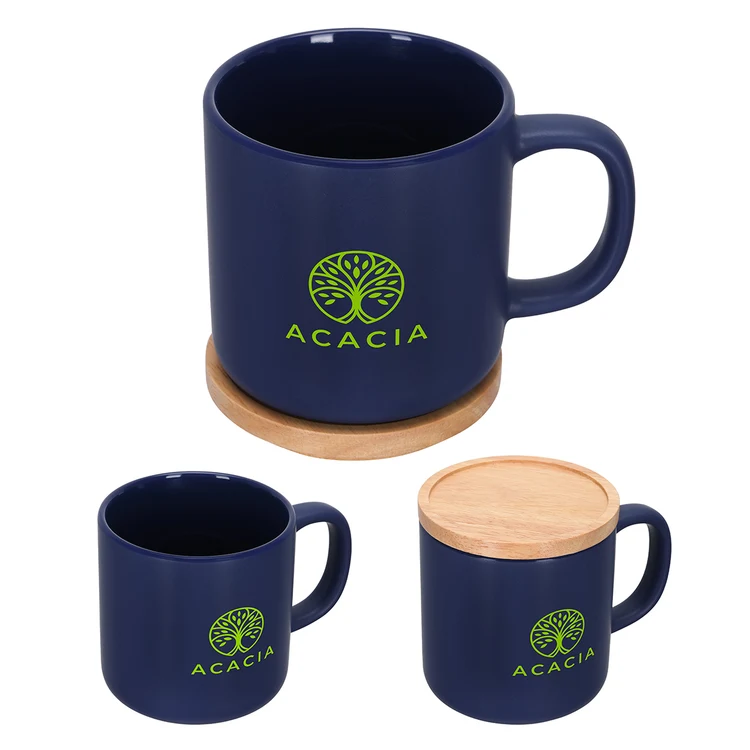 Tasse Dalton 12 oz en céramique avec couvercle et sous-verre en bambou #4