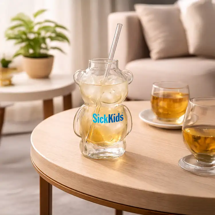 Tasse en verre Ourson 10 oz avec paille #2