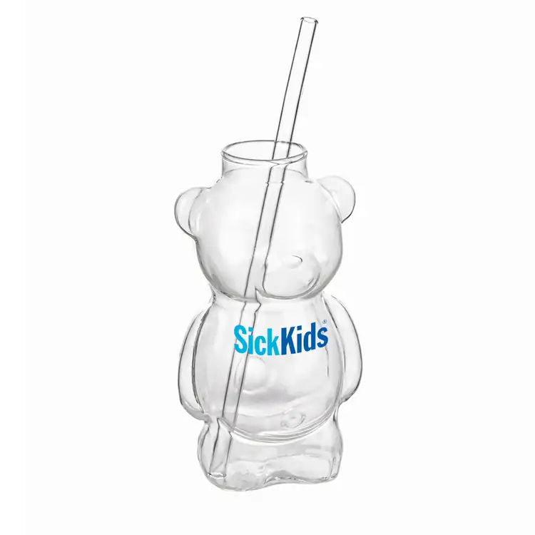 Tasse en verre Ourson 10 oz avec paille