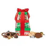 Tour-cadeau carrée de caramels, biscuits et chocolats
