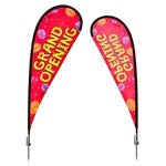Extra Large Single Sided Teardrop Flag Kit with Ground Spike and Cross Base