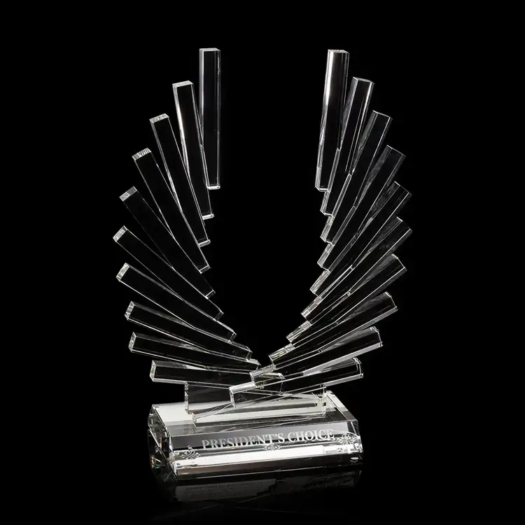 R.S. Owens Accolade Optical Crystal Award with Stepped Wings #2