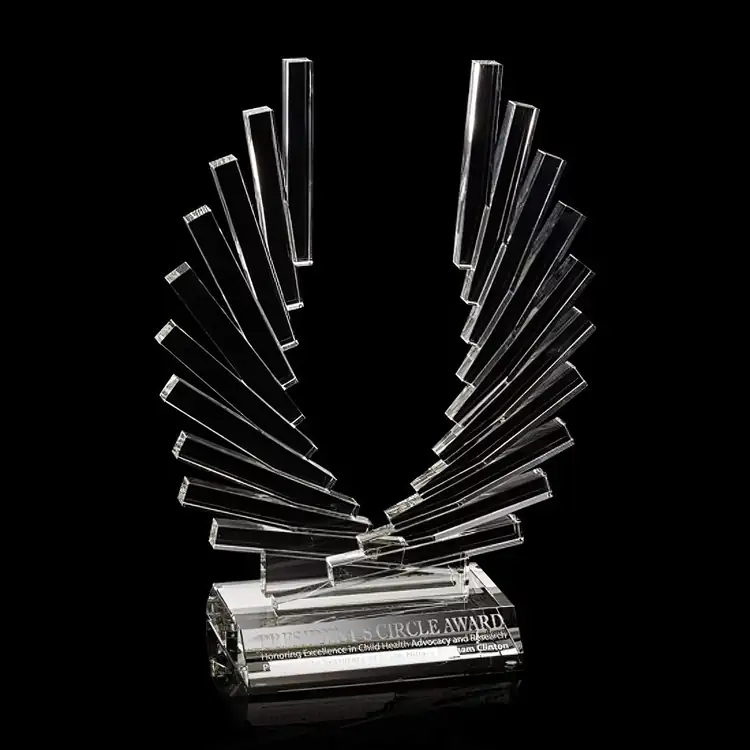 R.S. Owens Accolade Optical Crystal Award with Stepped Wings #3