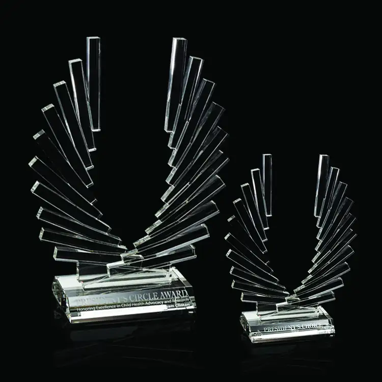 R.S. Owens Accolade Optical Crystal Award with Stepped Wings
